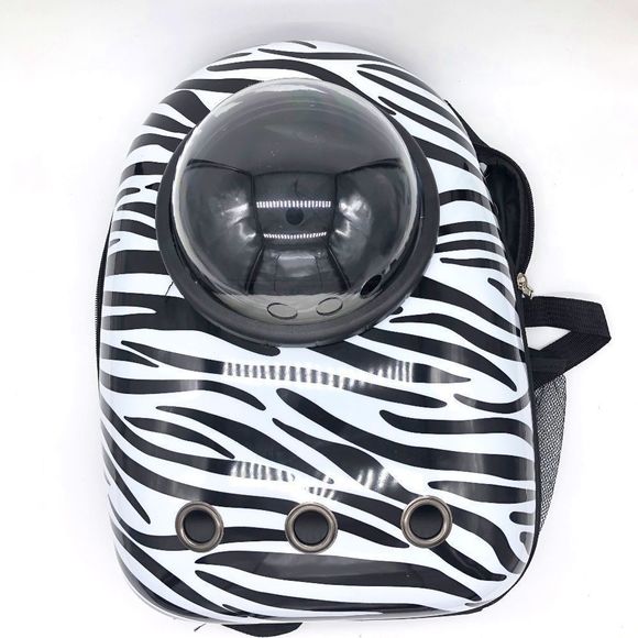 Zebra Pattern Space Capsule Pet Backpack Carrier for Small Pet for Cat & Dogs - Picture 1 of 11